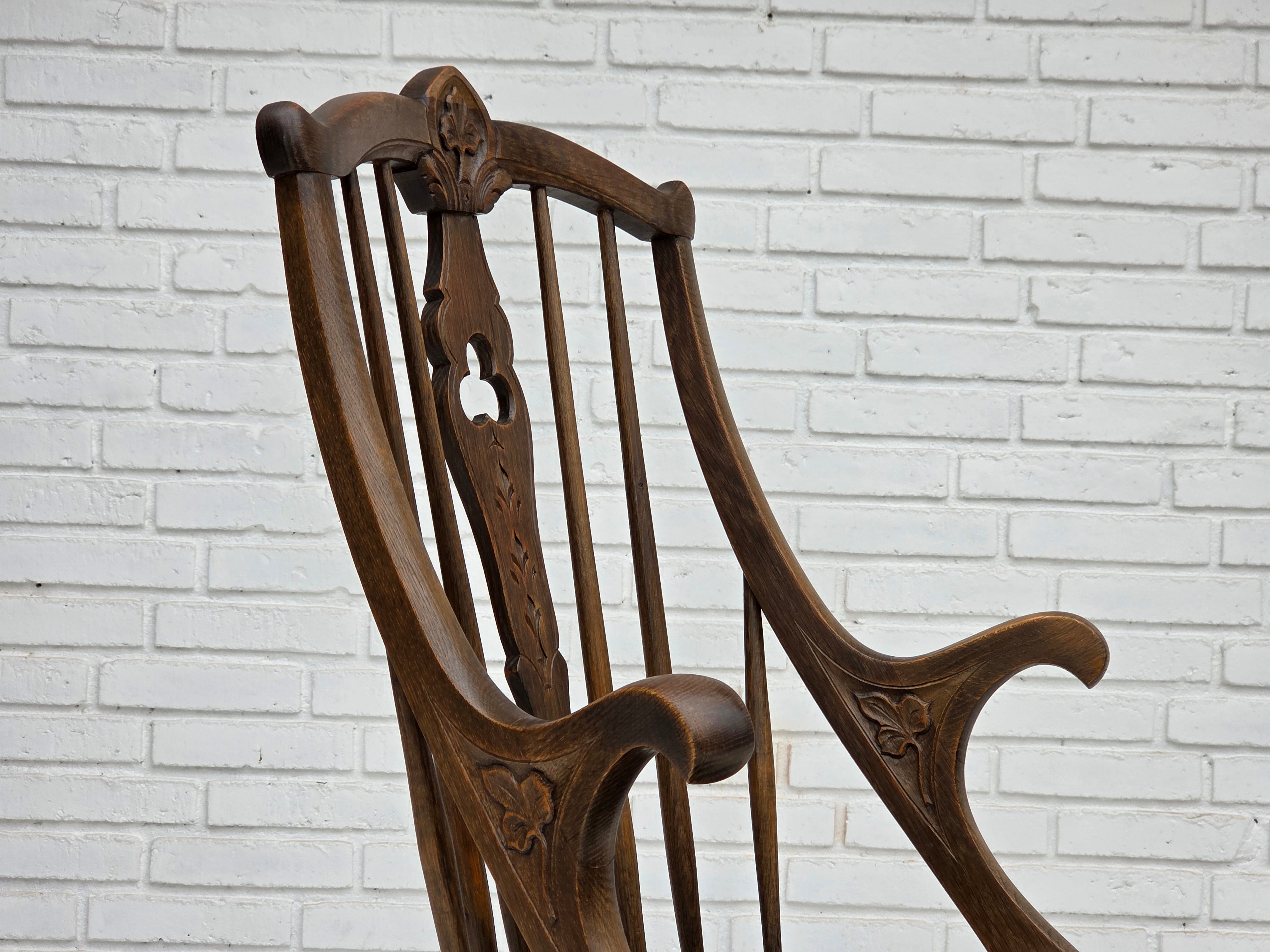 1960erne, Dansk højrygget armstol, reupholsteret, møbel koskind, massiv egtræ.