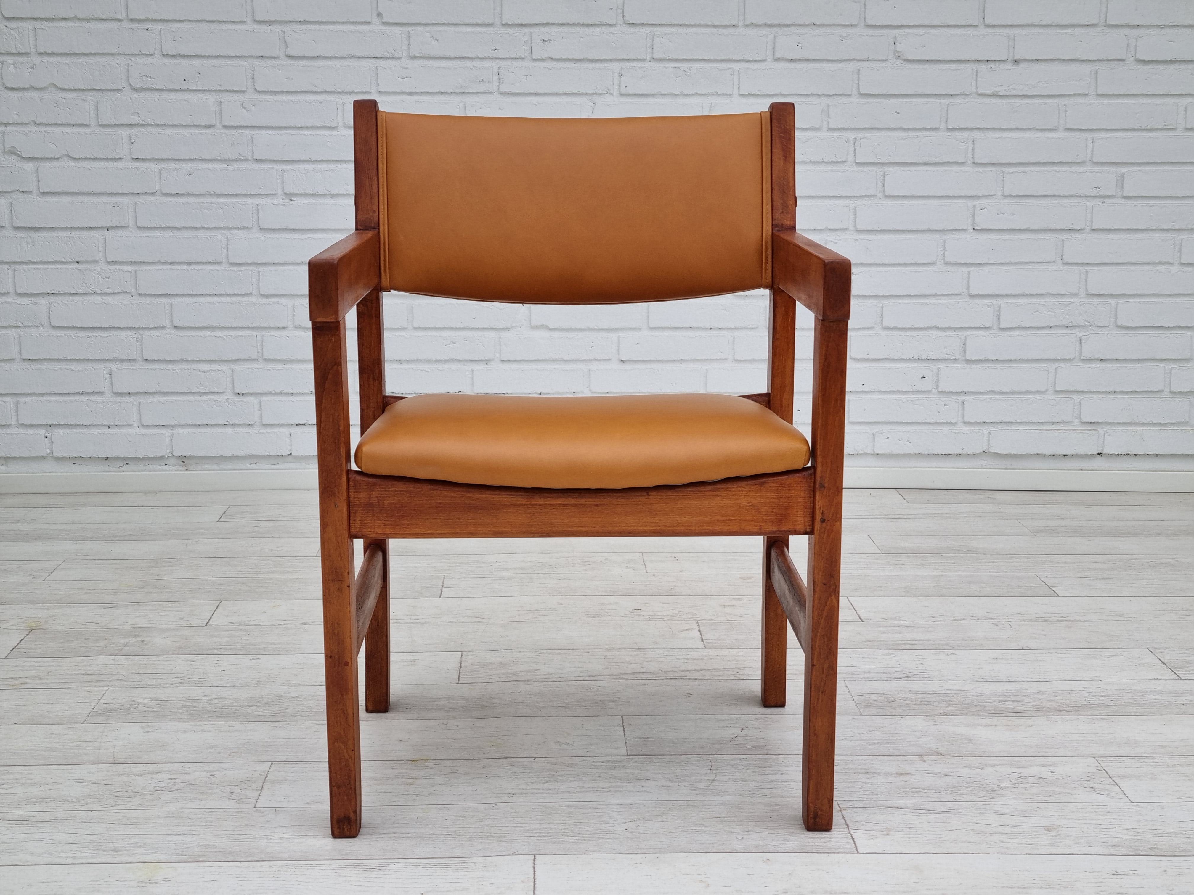 60erne, H.J.Wegner, sæt af 3 stk lænestole, total renoveret, læder, bøgetræ