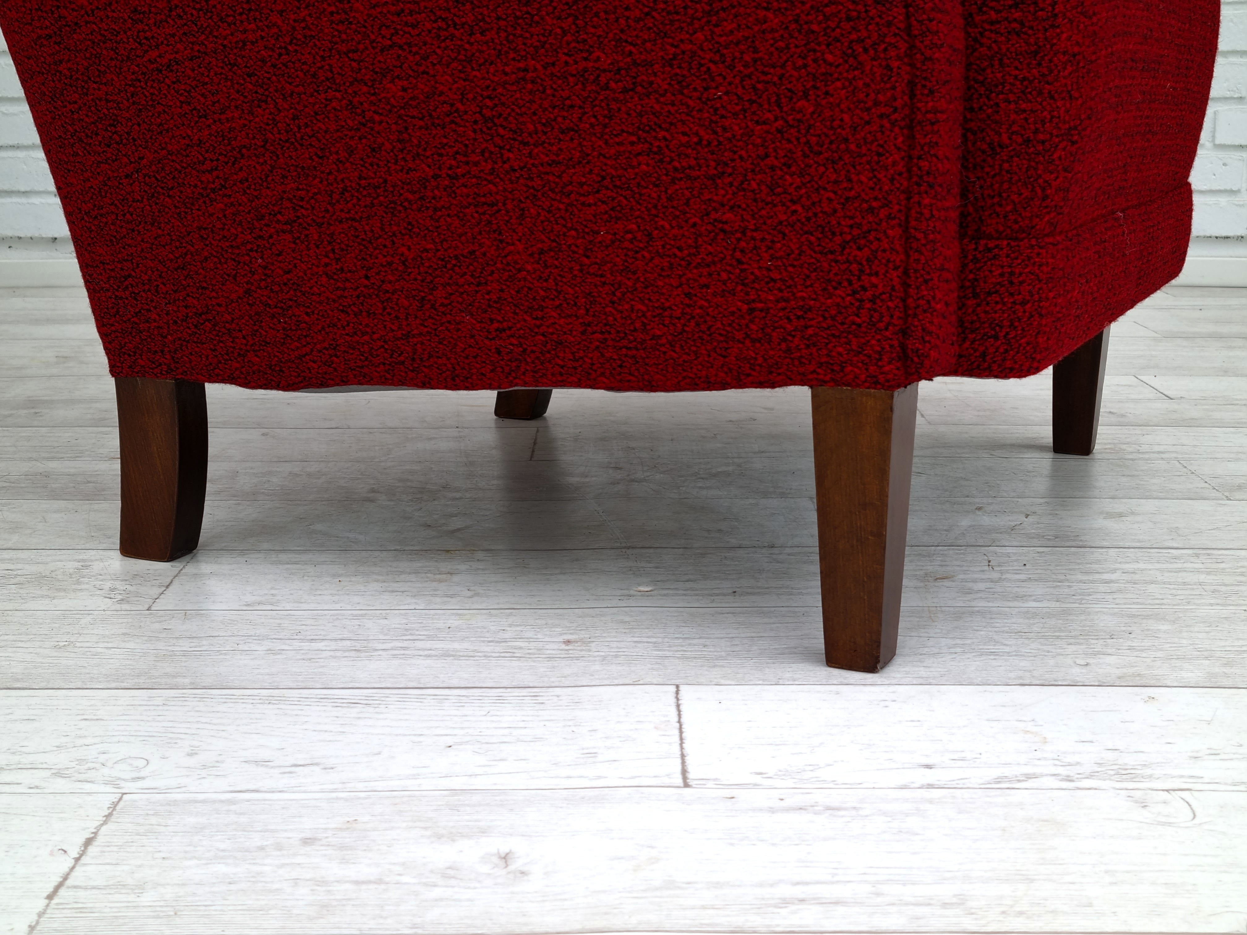50erne, Dansk design, total renoveret hvilestol, møbeluld, mahogni