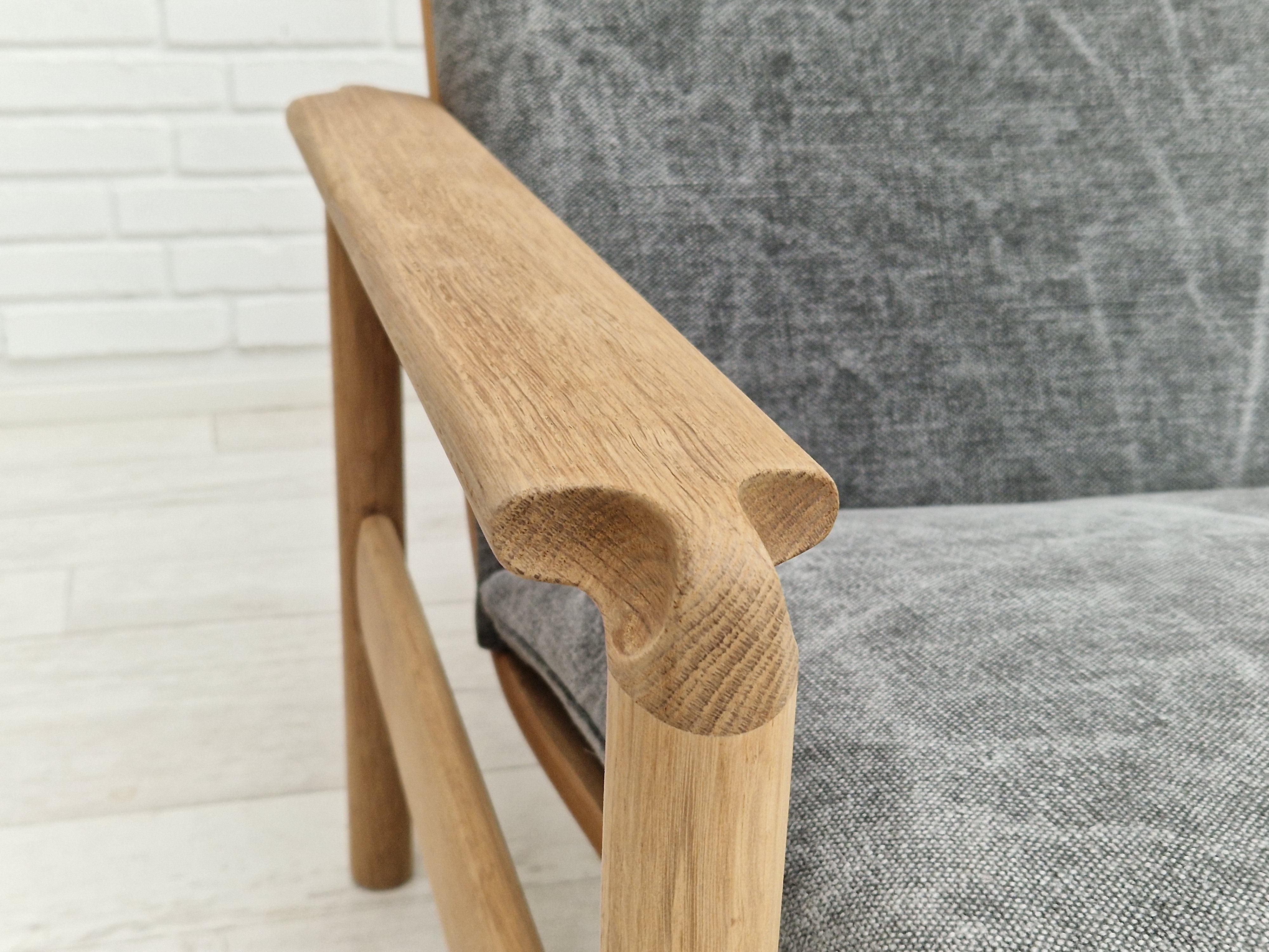 70erne, Dansk design, renoveret 3 pers. sofa, patineret møbel hørstof, egtræ