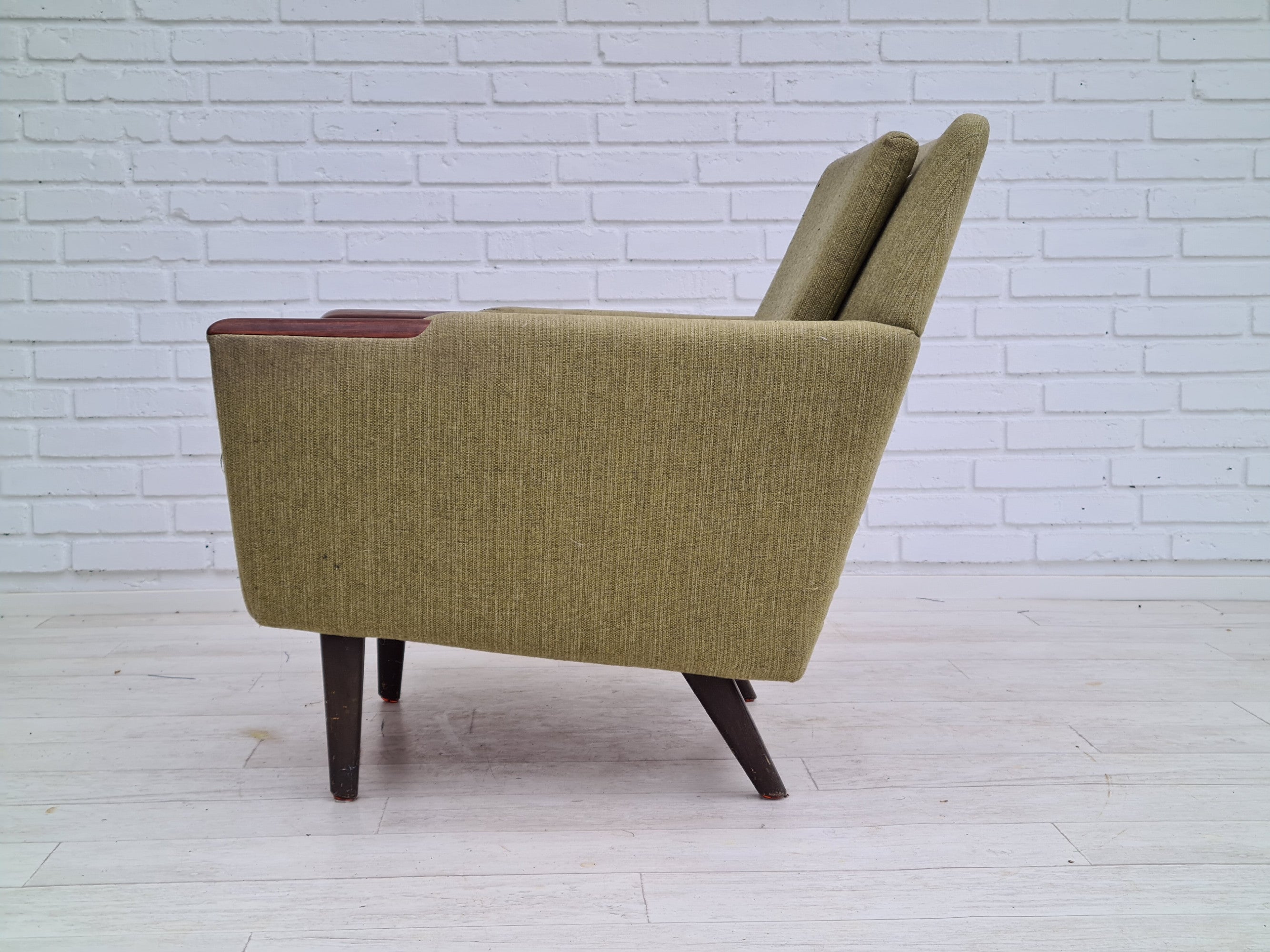 Dansk lænestol + 3 pers. sofa, palisander træ, 70erne - til renovering