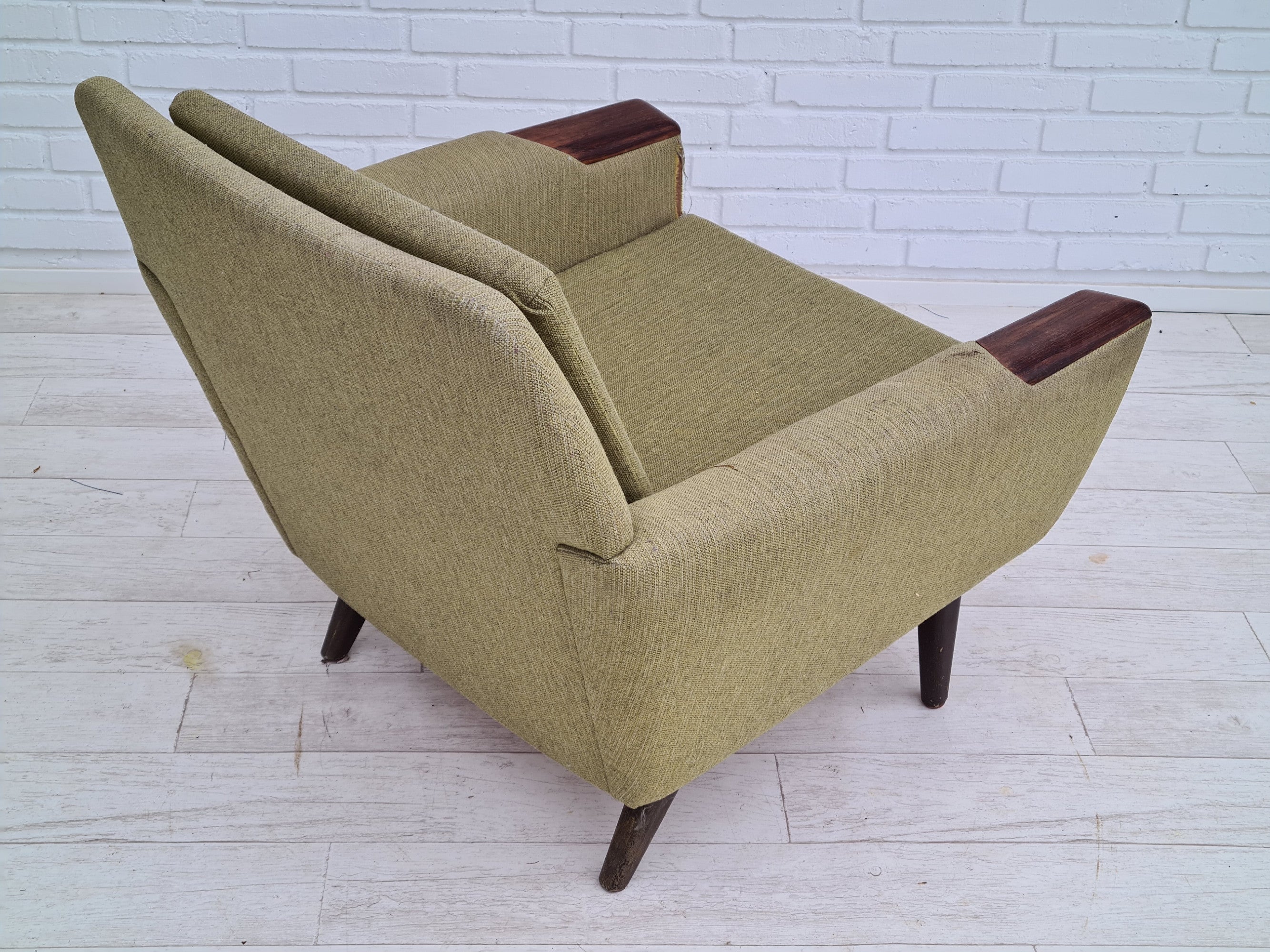 Dansk lænestol + 3 pers. sofa, palisander træ, 70erne - til renovering
